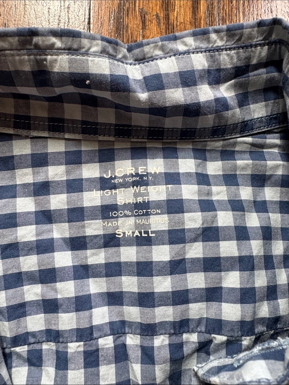 J. Crew Navy and Light Blue Gingham Button-Down Shirt